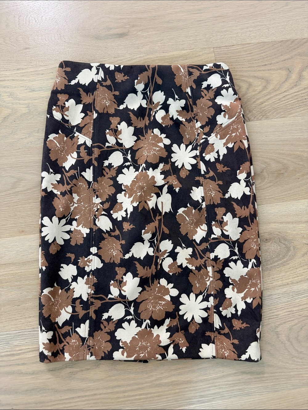 Marc New York Womens XS Faux Suede Floral Pencil Skirt Pull On Stretch